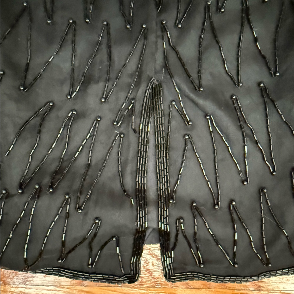 Vintage Mark & John 100% silk beaded black cocktail dress M - Picture 7 of 9